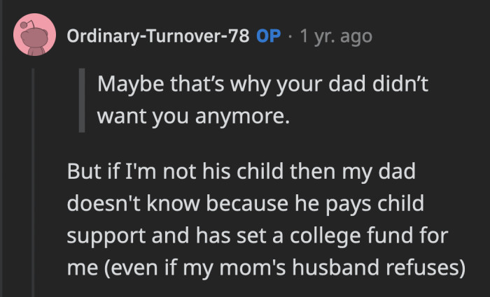 If His Mom's Affair Partner Was His Biological Father, Then OP's Father Is Also in the Dark
