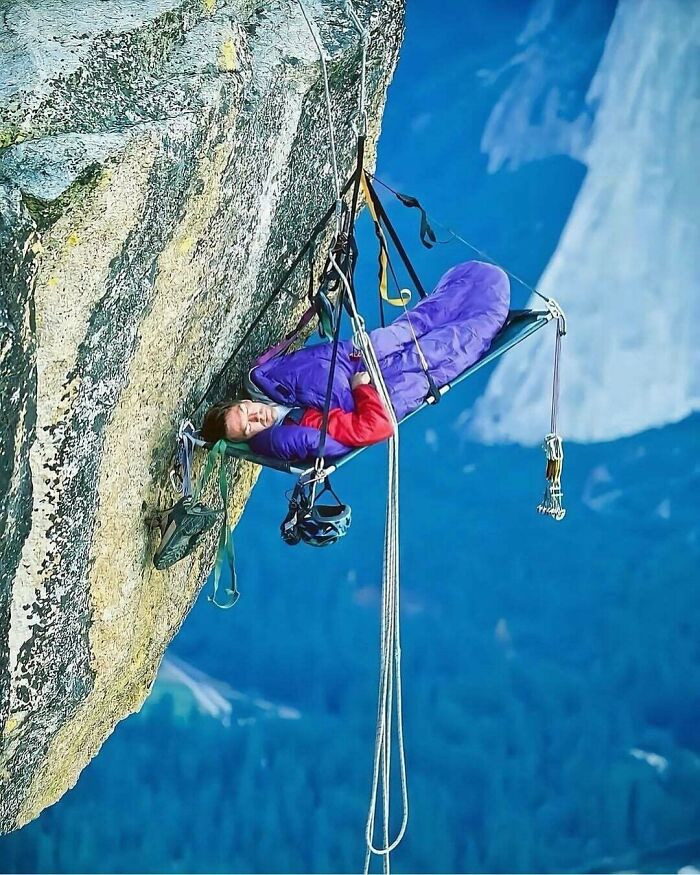 "Hanging 'Beds' Are Called Portaledges: Collapsible Platforms Used By Climbers During Multi-Day Ascents"