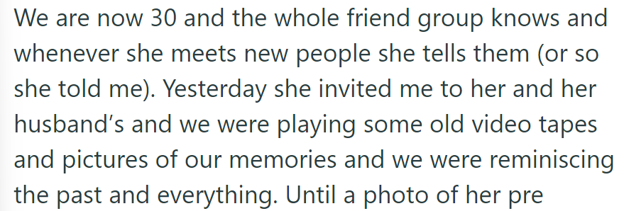 At a recent gathering, they reminisced over old photos and videos.