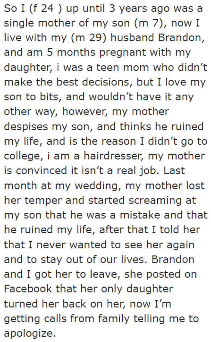 She was a single teenage mom who gave birth to a boy whom she loves dearly.