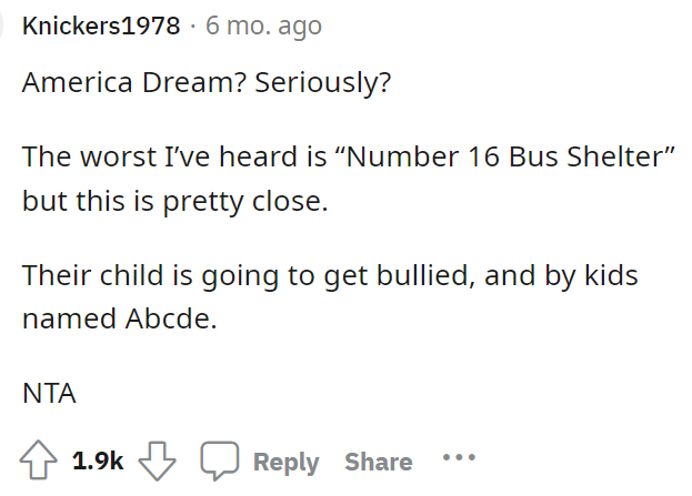 I wonder why she wants to name her child this anyway, honestly, and why she thinks it's a good name for a person.