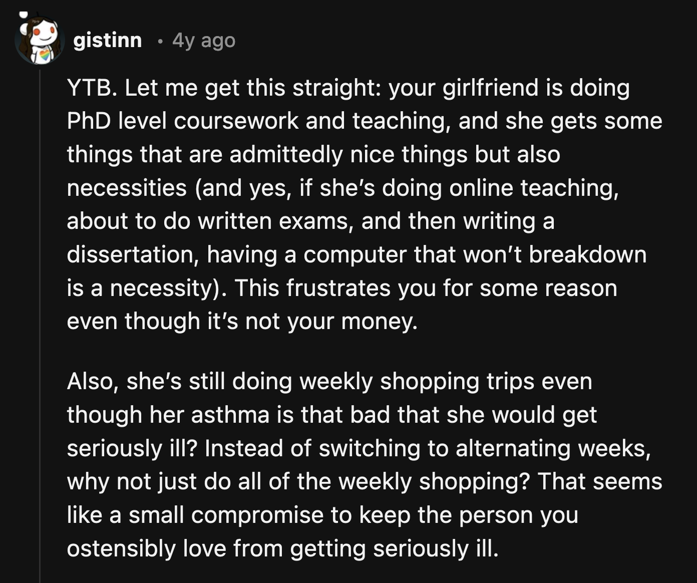 OP is full of contempt when he can't wrap his mind around how rigorous his girlfriend's schedule is.