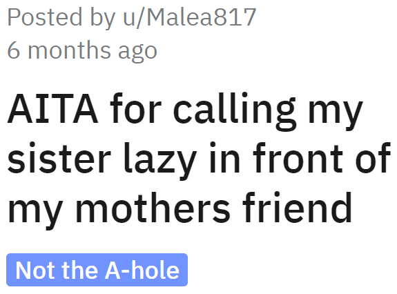 The OP just had to speak up because of her mom's unfair comment.