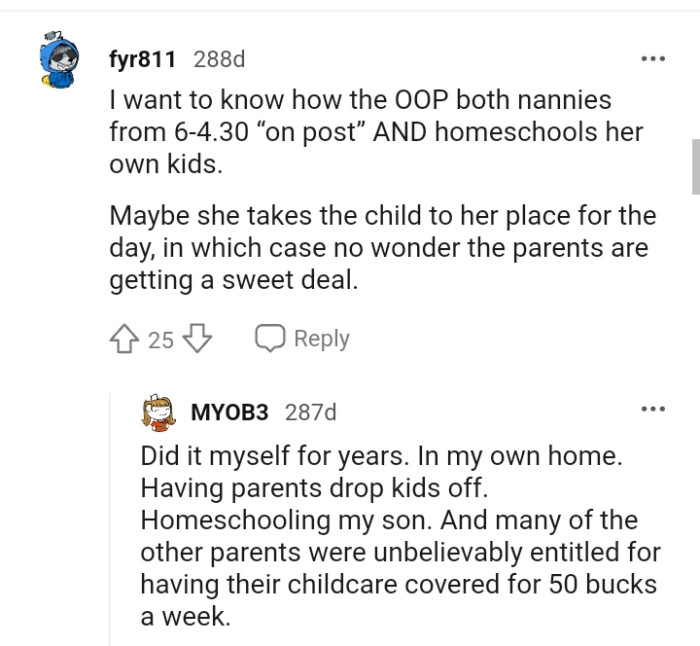 She takes the child to her place for the day