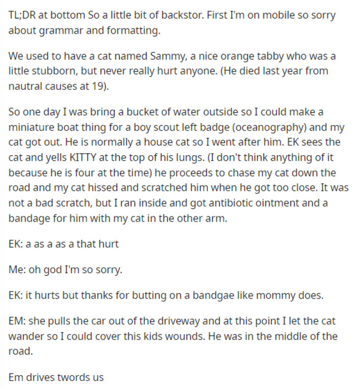 OP's post was quite self-explanatory, as she provided many details about what happened and why she felt the way she did about the situation.