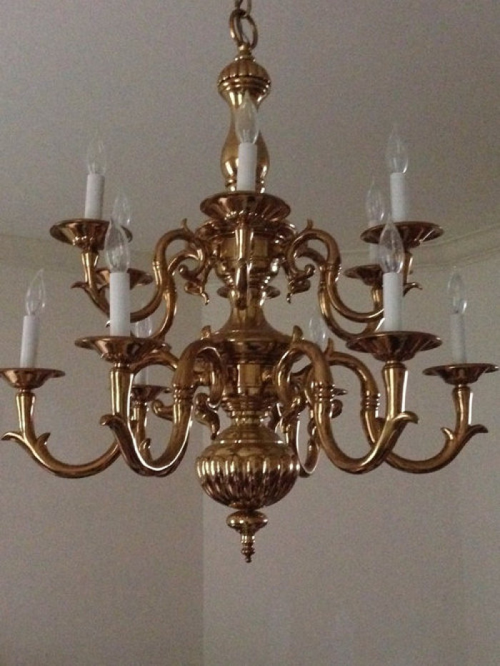 30. These Brassy Chandeliers to Match Your Cotton Tablecloth and Colored Vintage Silverware