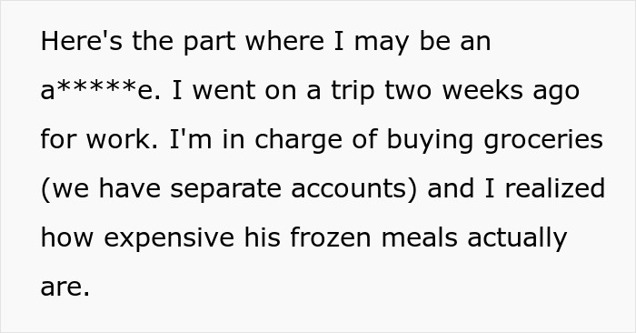 Buying frozen meals has to stop because they're expensive.