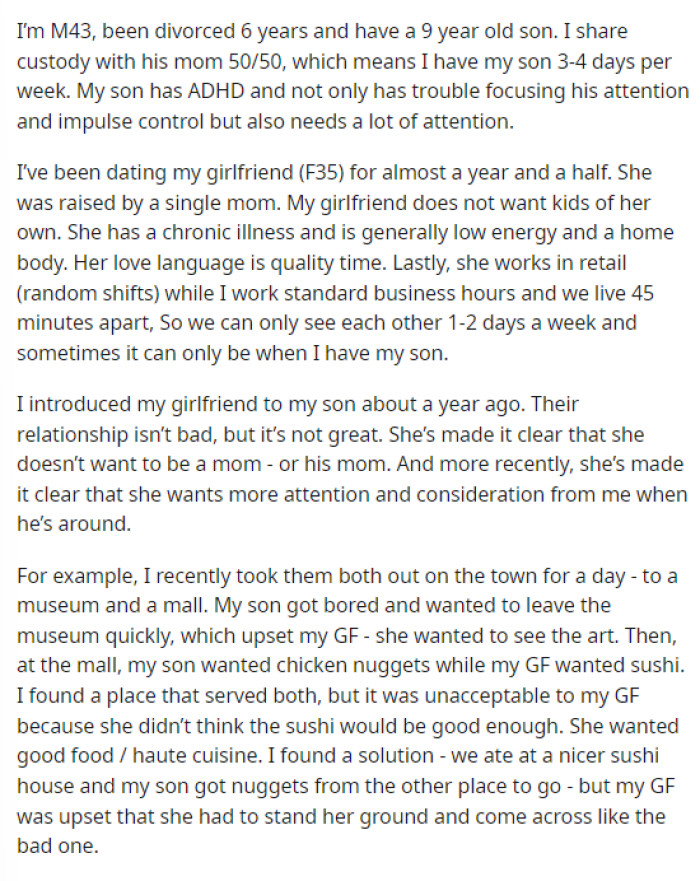 OP's post gave us all some insight into their situation and overall told us all the details that we really need to know in order to make a decision on advice here.