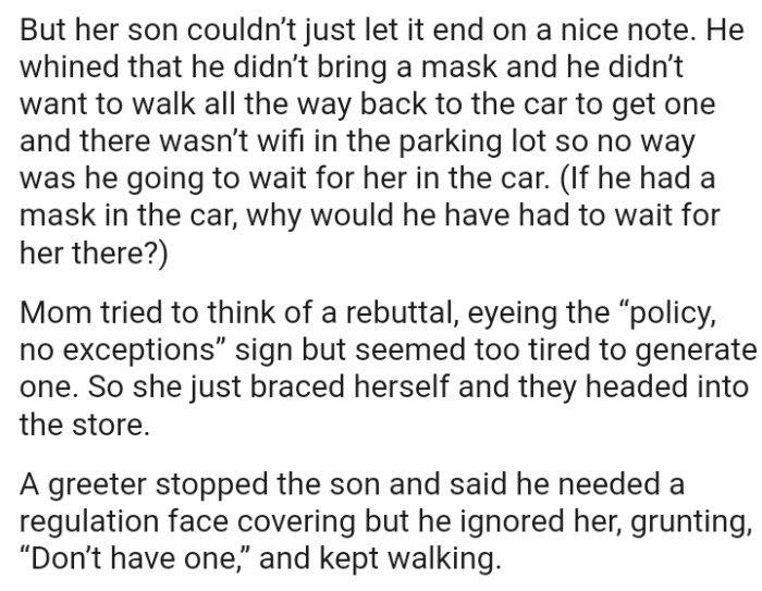 If he had a mask in the car, why would he have had to wait for her there?