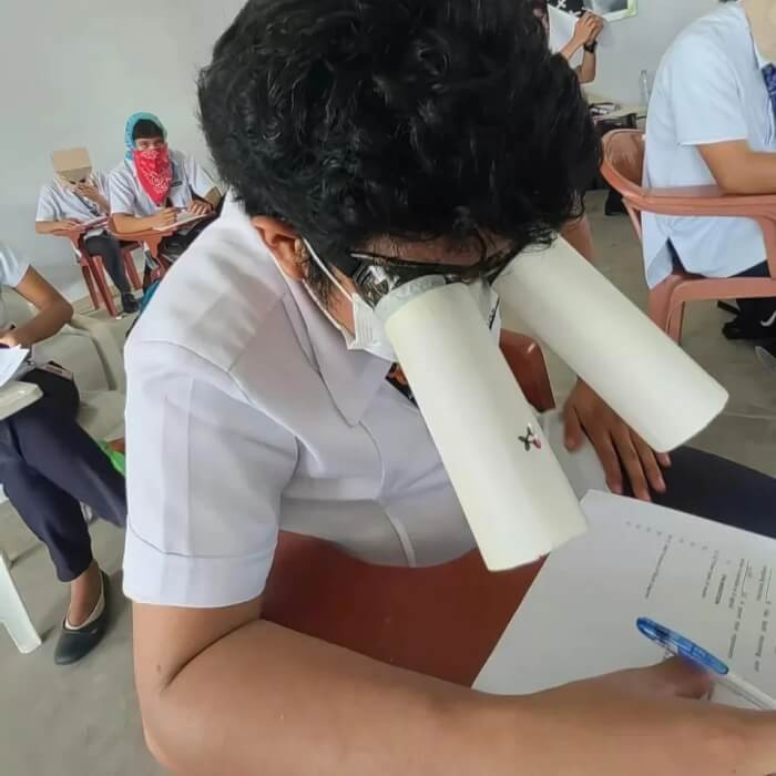 1. Teacher in the Philippines asks engineering students to create their own anti-cheating headwear