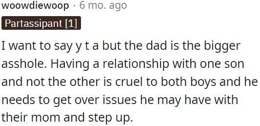 OP's ex needs to overcome his issues and be there for both boys.