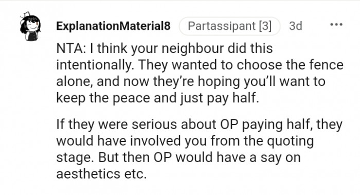 They wanted to choose the fence alone