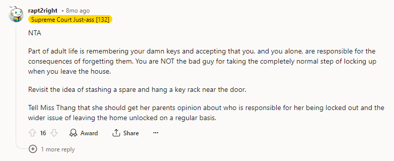 You are NOT the bad guy for taking the completely normal step of locking up