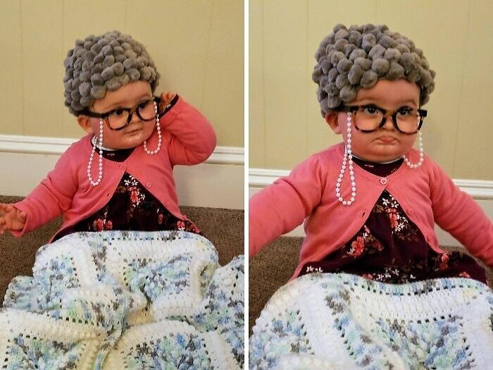 43. Daughter Dressed Up As Her Grandma For Halloween