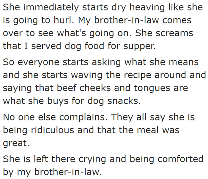 This particular guest accused the OP of serving disgusting food.