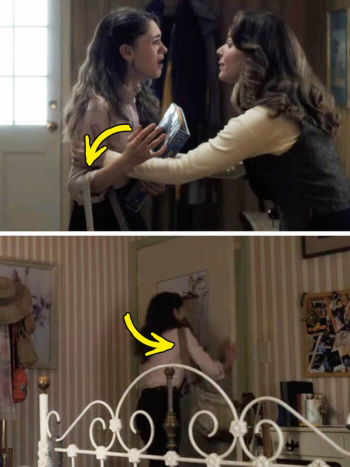 12. In the scene where Natalie argues with her mother and locks herself in her room, you can see how the bag she carries changes position from second to second.