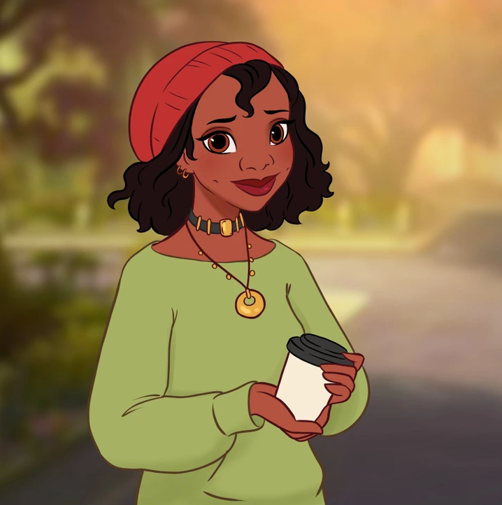 7. Tiana would continue to aspire to own her own business, this time envisioning a vegetarian coffee shop.