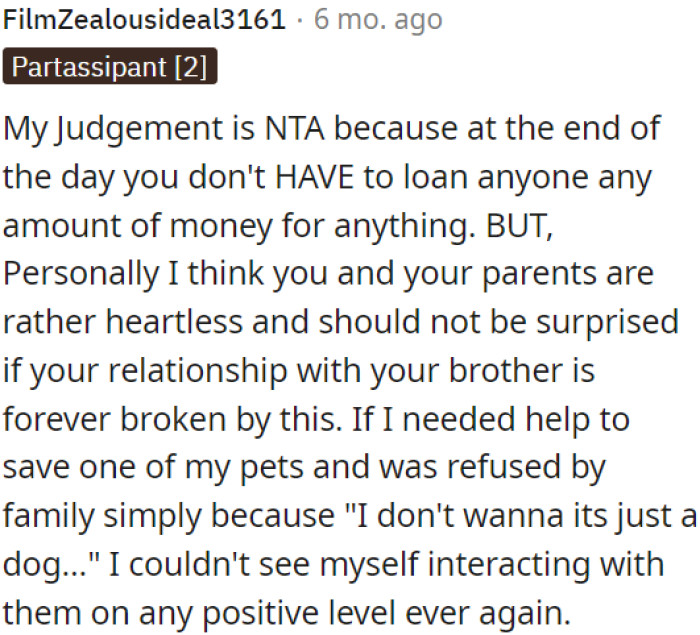 OP is not obligated to lend money.