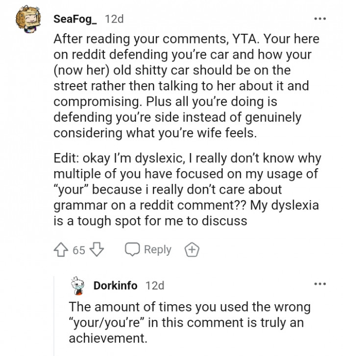 All you're doing is defending your side