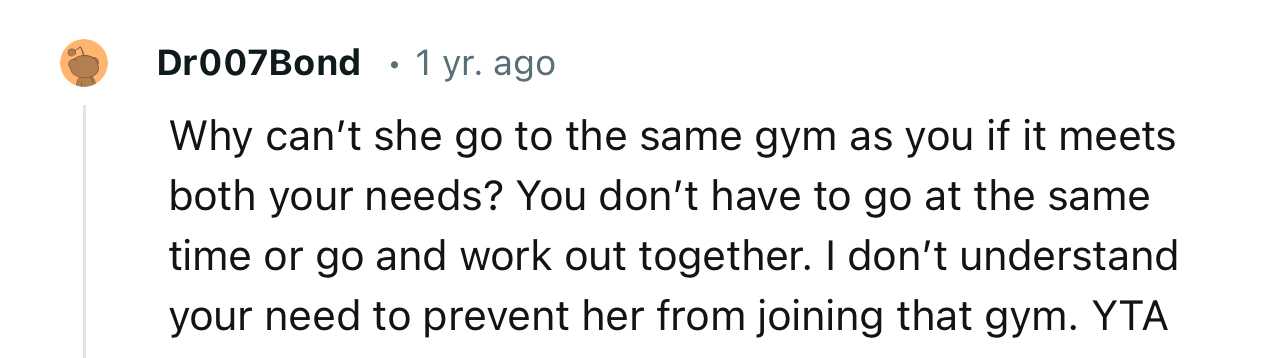 “YTA… You Don’t Have to Go at the Same Time or Work Out Together.”