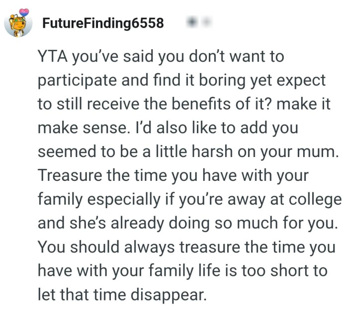 The OP seem to be a little harsh on her mum