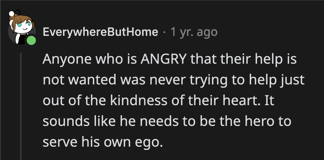 Ryan's thoughtfulness is surface-level. He wants others to notice how good he is, but he isn't doing it out of pure intentions.