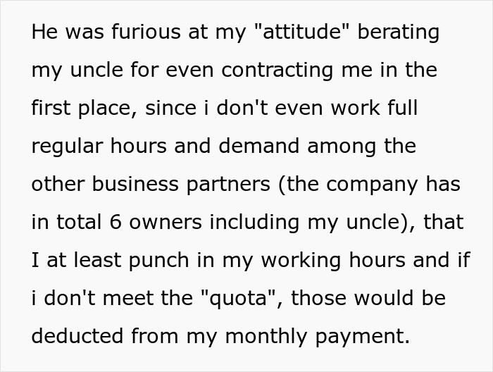 OP's attitude toward his work infuriated Gordon, who told him that his salary would be withheld if he didn't achieve the target