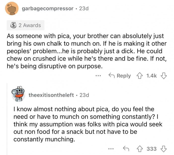 The brother could try to exercise some self-control during the wedding.