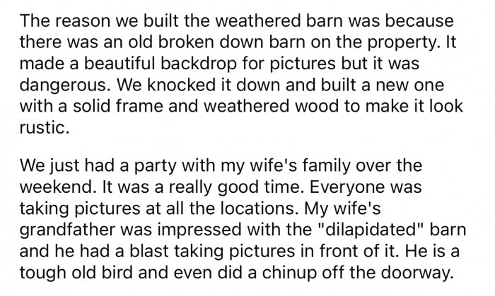 OP knocked down an old barn and built a new one, but the location was still dangerous.