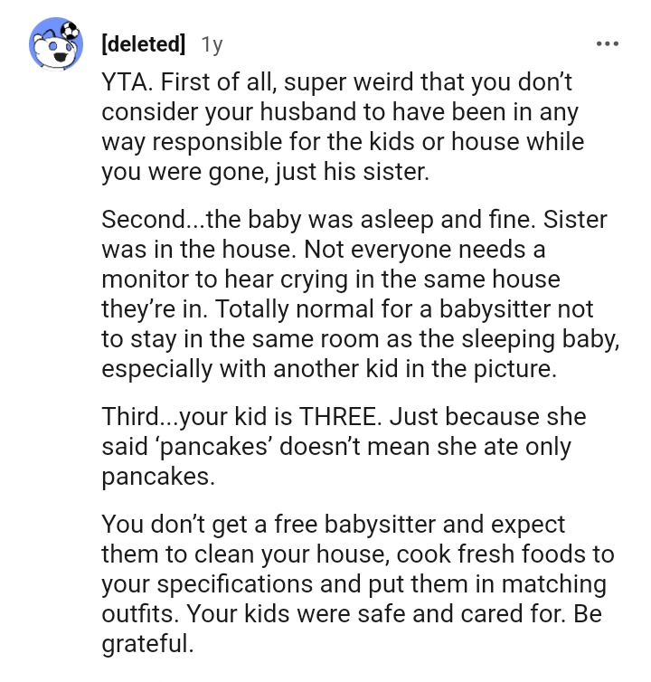 The OP got a free babysitter after all