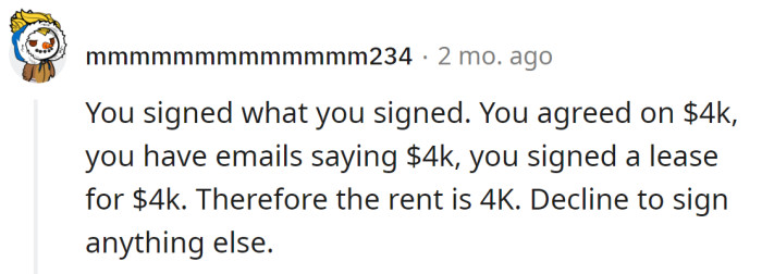 They should decline to sign an audited lease