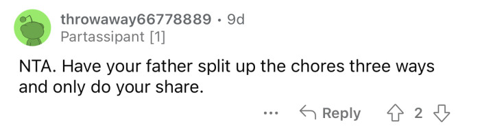 OP's father needs to be fairer.