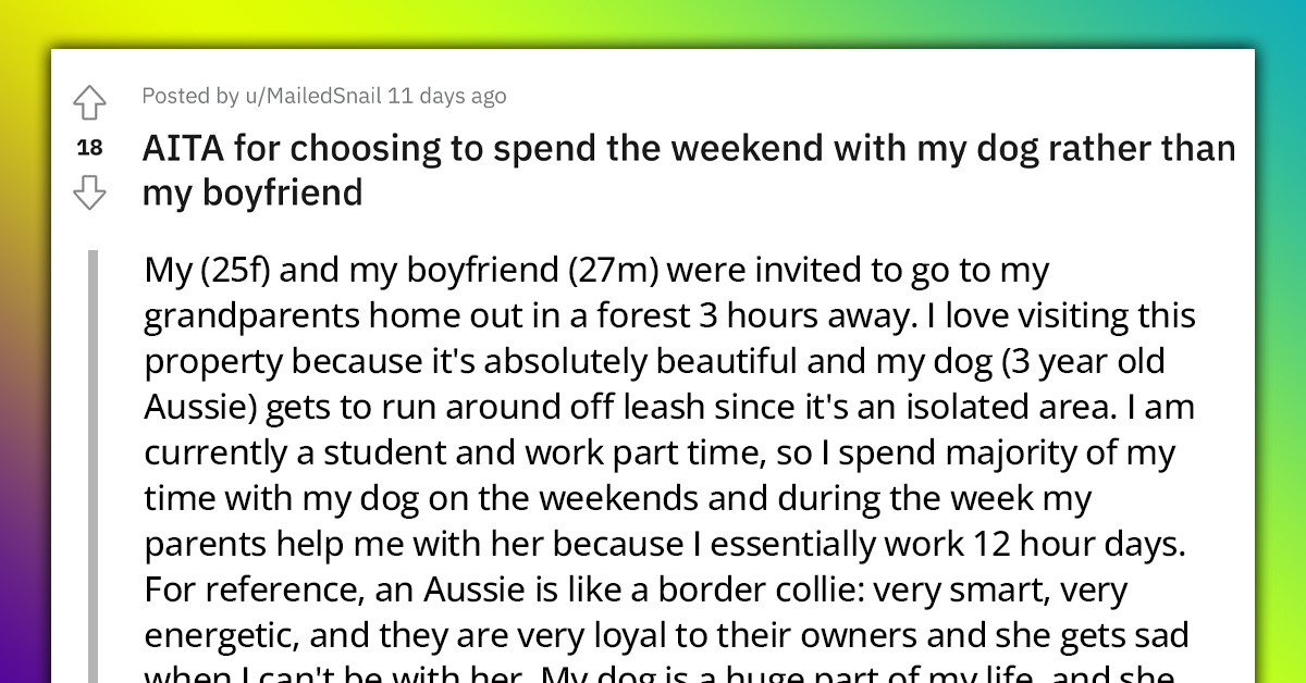 Girl Asks If She's The A**hole For Spending Weekend With Her Dog Instead Of Her Boyfriend