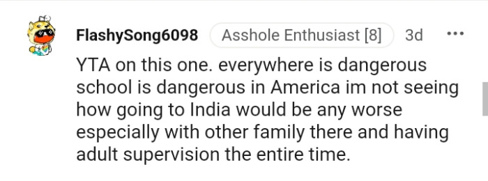 This Redditor does not see how going to India would be any worse