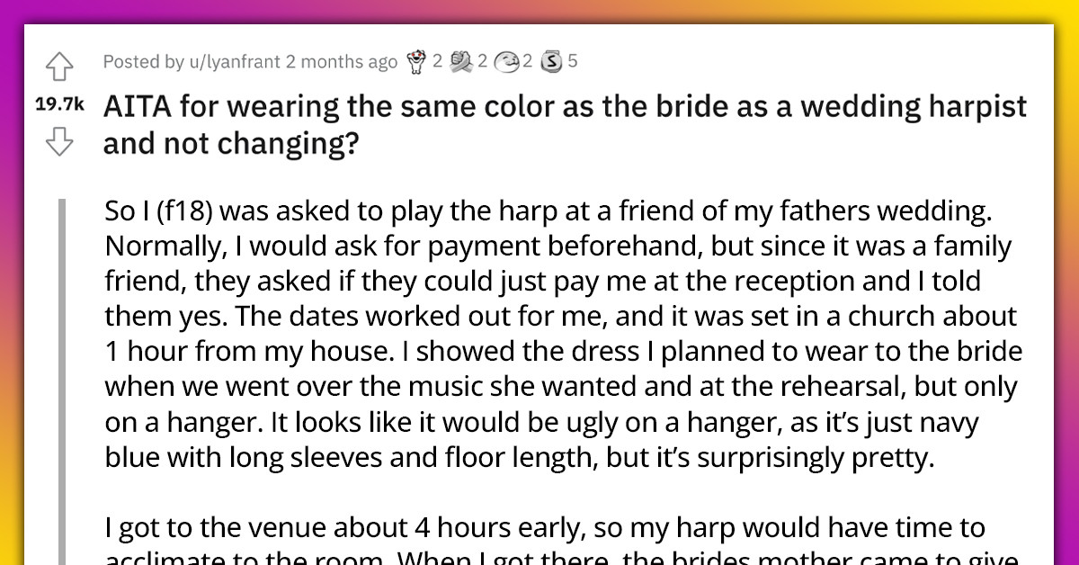 Family Refuses To Pay Harpist For Service Rendered Because Of Her Dress Color