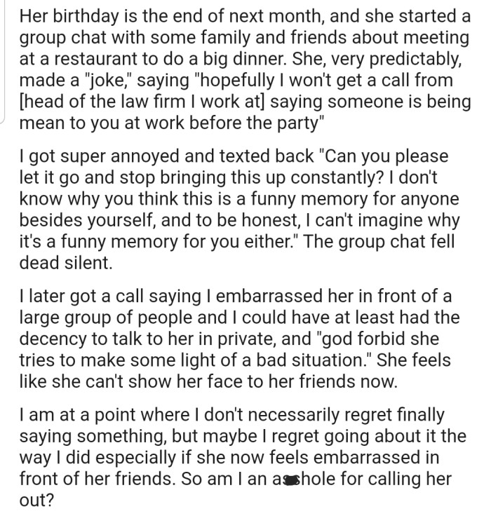 OP's mom tried to make a joke out of the incident, as usual, but this time, she got embarrassed publicly