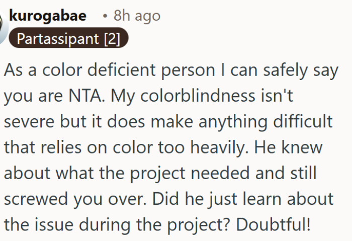 OP's teammate had no excuse for ruining the project