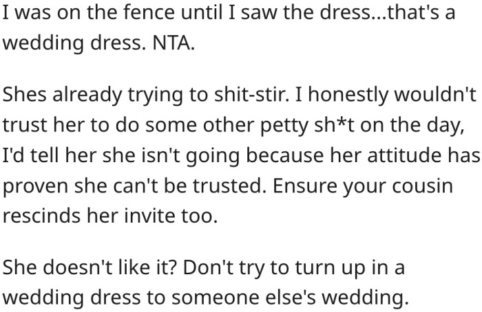 2. There's a likelihood she will pull other stunts at the wedding.