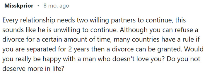 Every relationship needs two willing partners to continue...