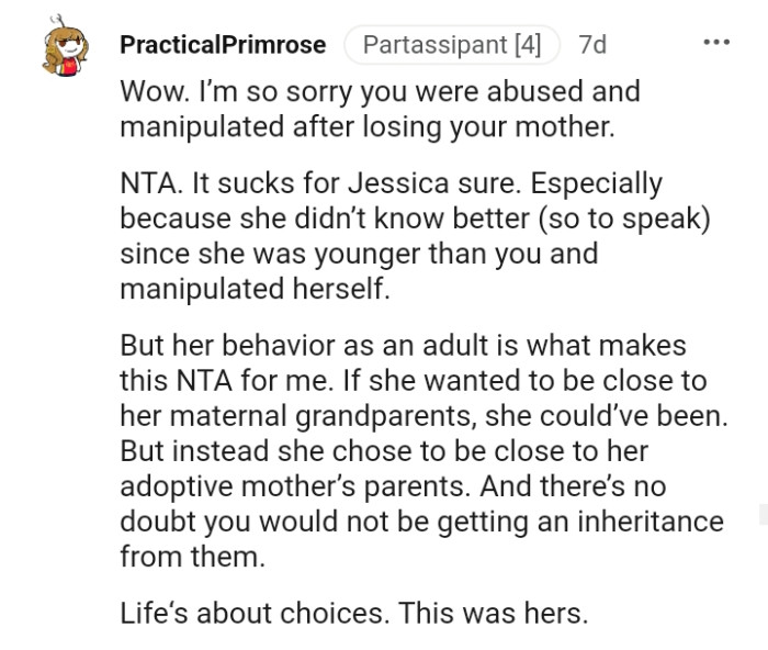 OP's sister was younger and manipulated herself