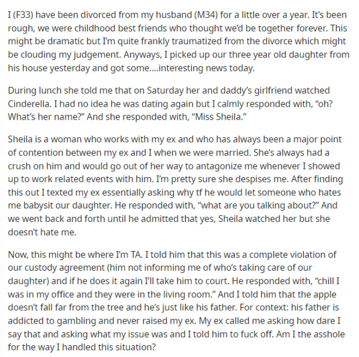 OP's post goes into all the details about what happened and also how she felt at the moment.