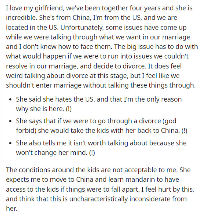 OP starts off by explaining a bit about their situation and relationship, as well as how they came to discuss this topic.