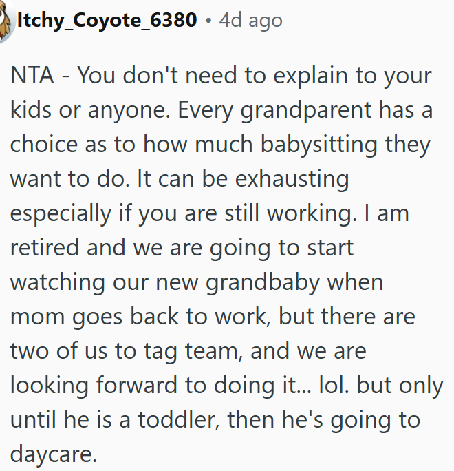 Grandparents can choose how much babysitting they do, and it’s okay to set limits.