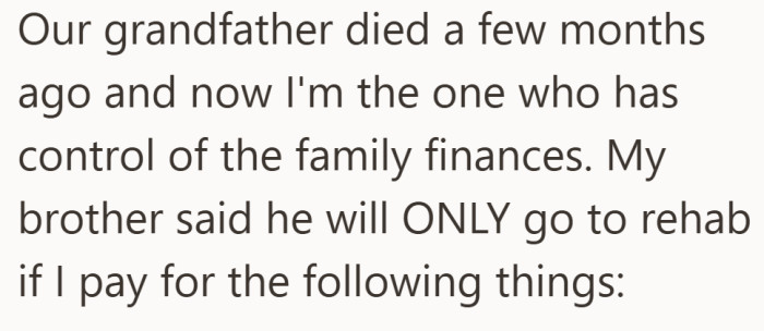 What was once support from a grandparent is now a demand placed on him.