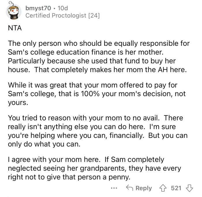 OP can't influence his mom's decision after how his daughter behaved.