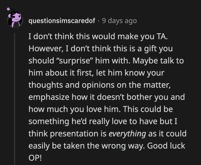 OP should prepare herself for a series of potentially difficult conversations in case Dave is not as open to the idea of a hair transplant