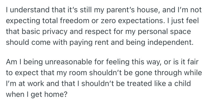OP feels that basic privacy and respect for personal space should come with paying rent