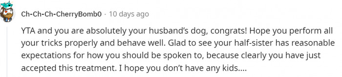 We can all agree that she clearly doesn't care or see that she's being treated that way.