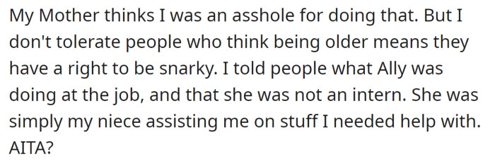 However, now the OP wonders whether she was wrong: