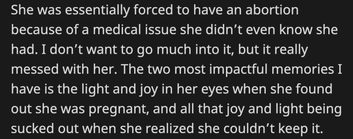 He explained how hard it was to find out that they couldn't have a kid then